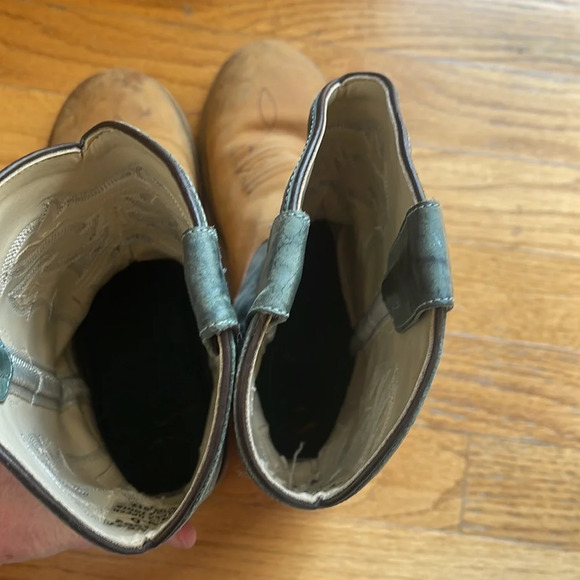Old West boys green and tan boots size 4.5D - Picture 5 of 7